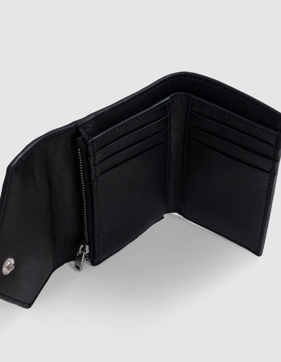 cartera de piel acolchada negra 1440 para mujer