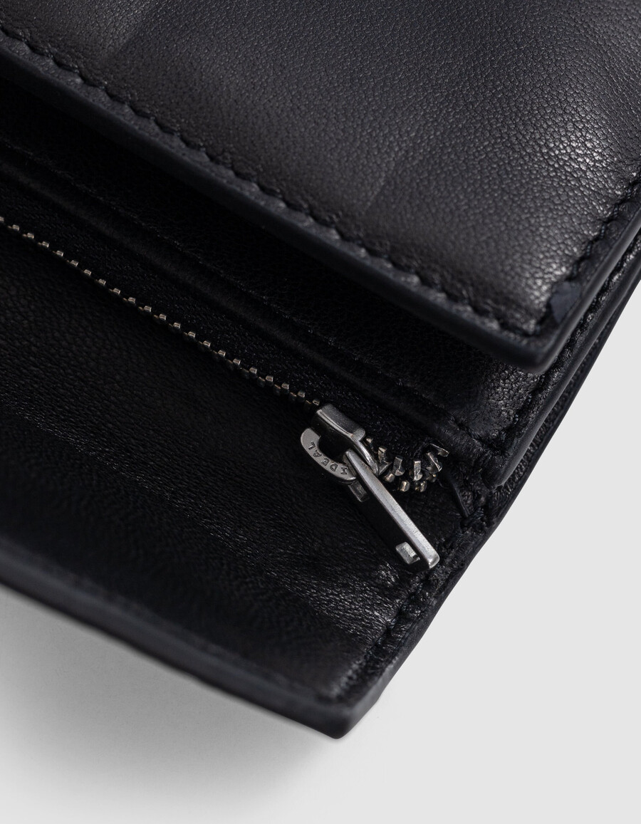 cartera de piel acolchada negra 1440 para mujer