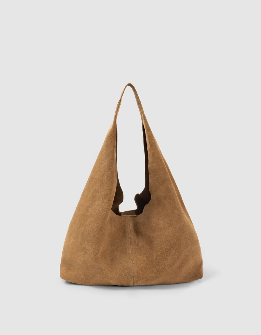 bolso hobo de ante color camello