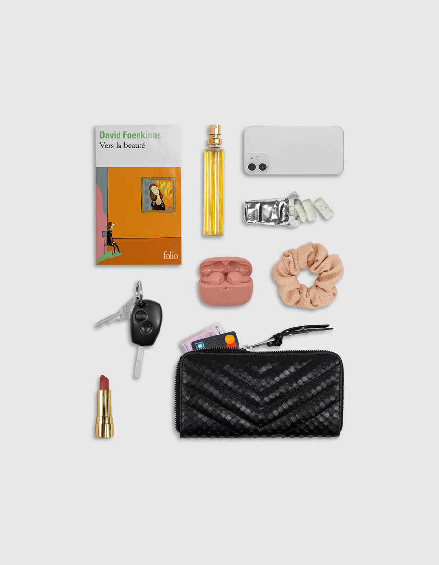 bolso de mano reporter 1440 de piel con efecto cocodrilo color caqui para mujer