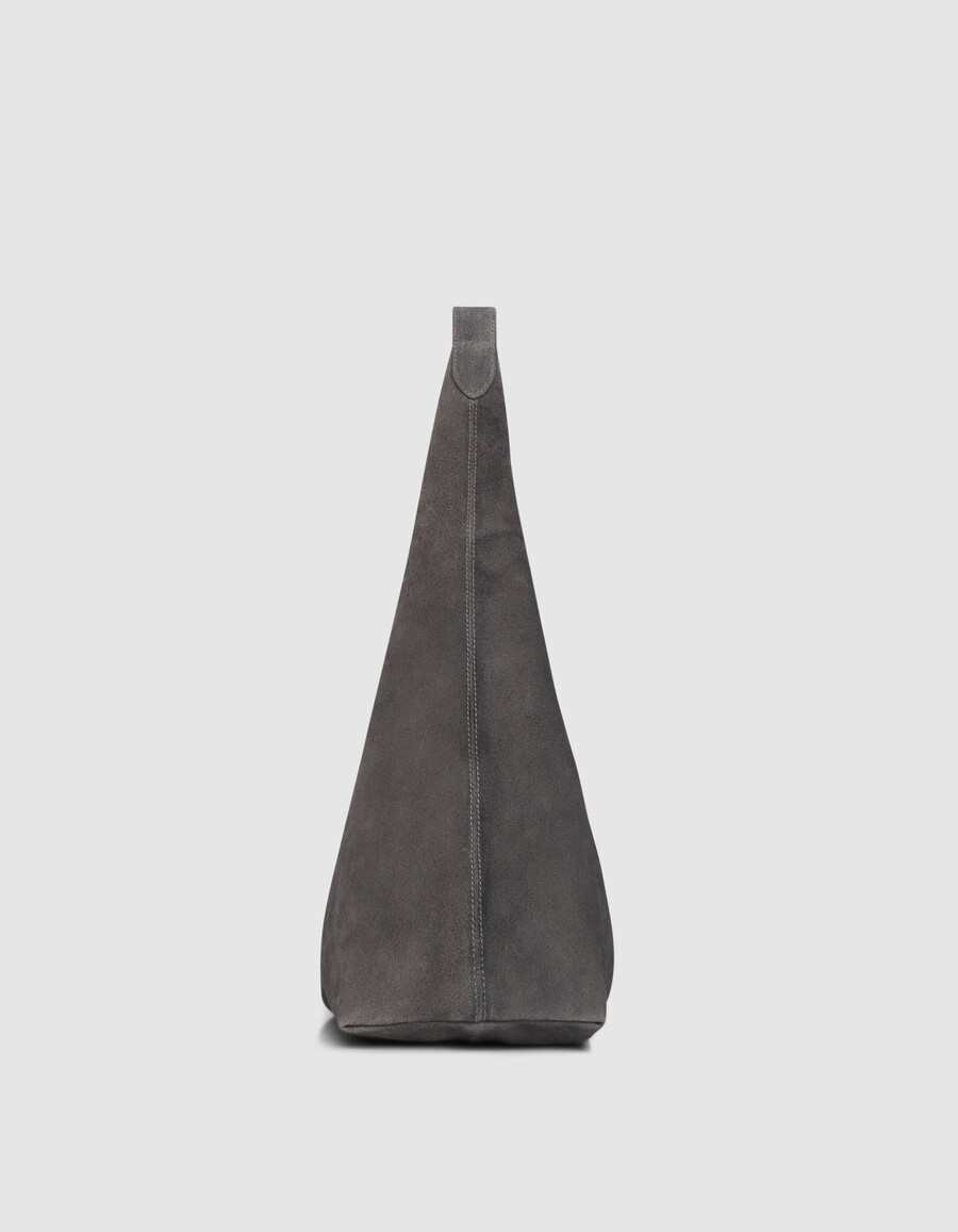 bolso hobo de ante flexible gris para mujer