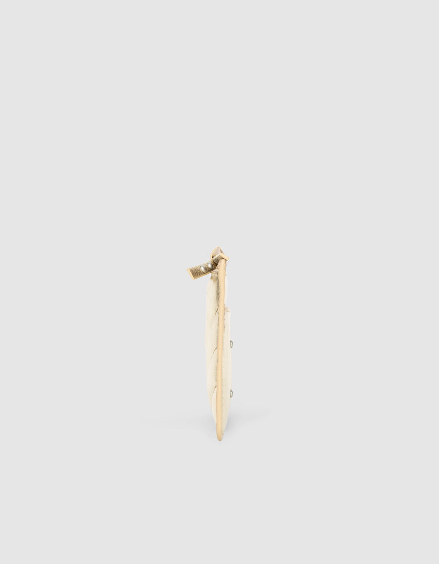 tarjetero 1440 de piel acolchada dorada para mujer