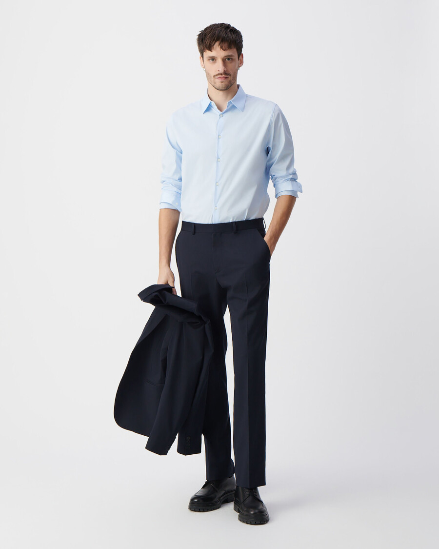 camisa ajustada de popelina sky para hombre