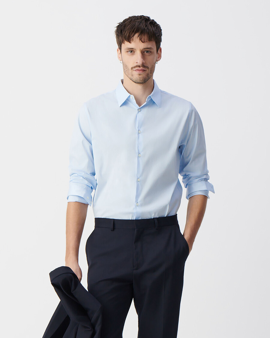 camisa ajustada de popelina sky para hombre