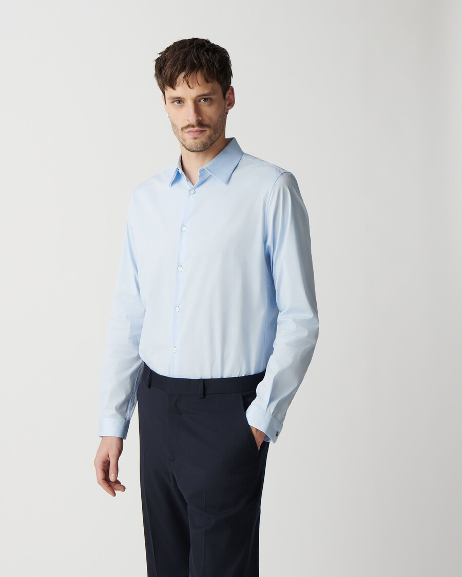 camisa ajustada de popelina sky para hombre