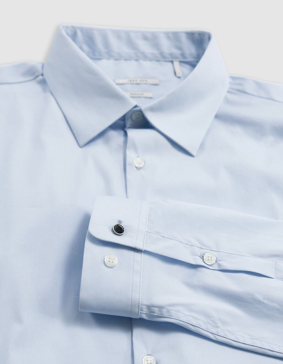 camisa ajustada de popelina sky para hombre