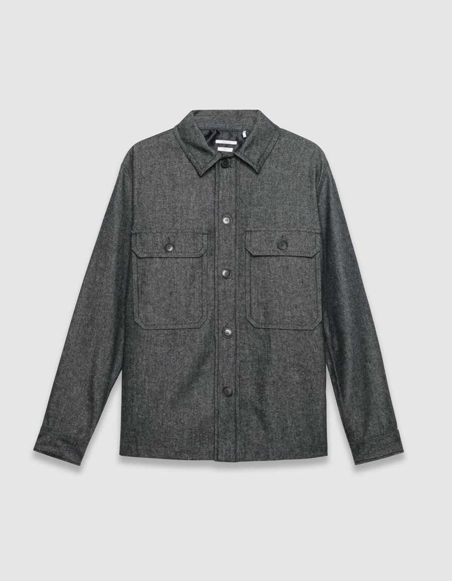 camisa de lona semilisa regular para hombre en azul marino