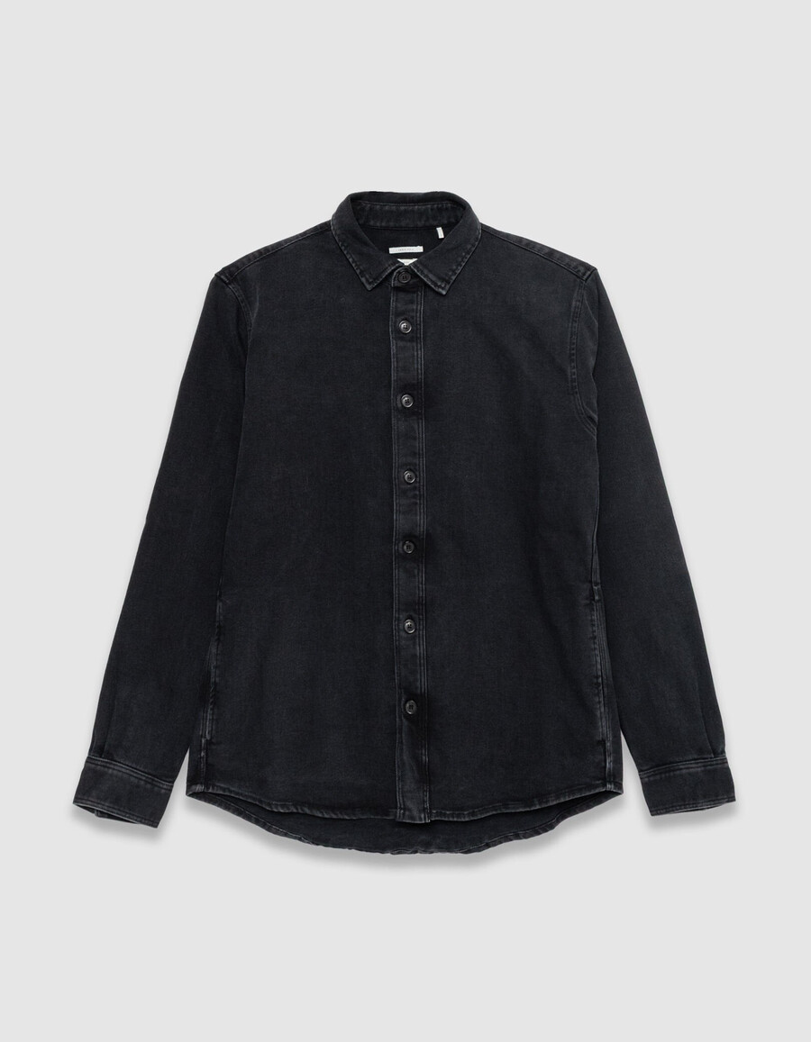 camisa vaquera gris regular para hombre