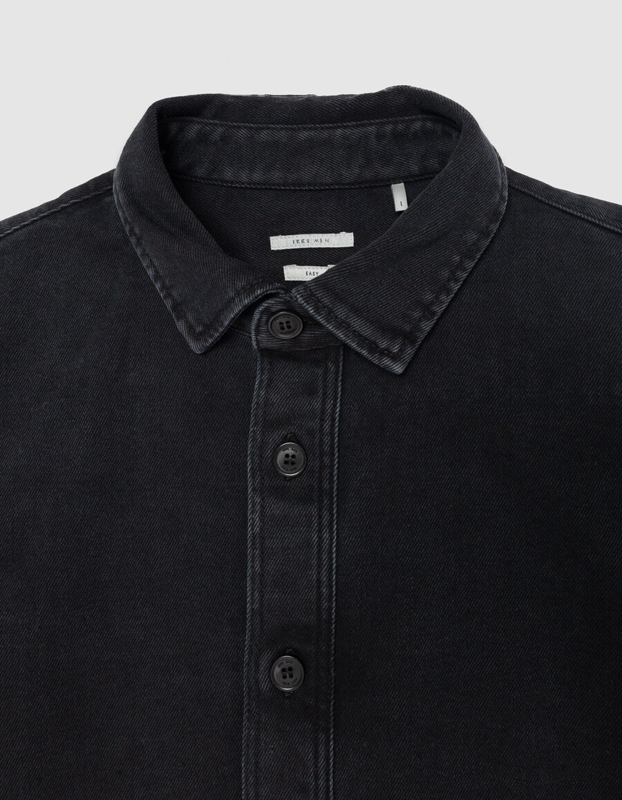 camisa vaquera gris regular para hombre