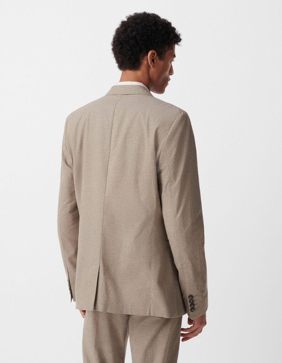 blazer de algodón beige jaspeado para hombre