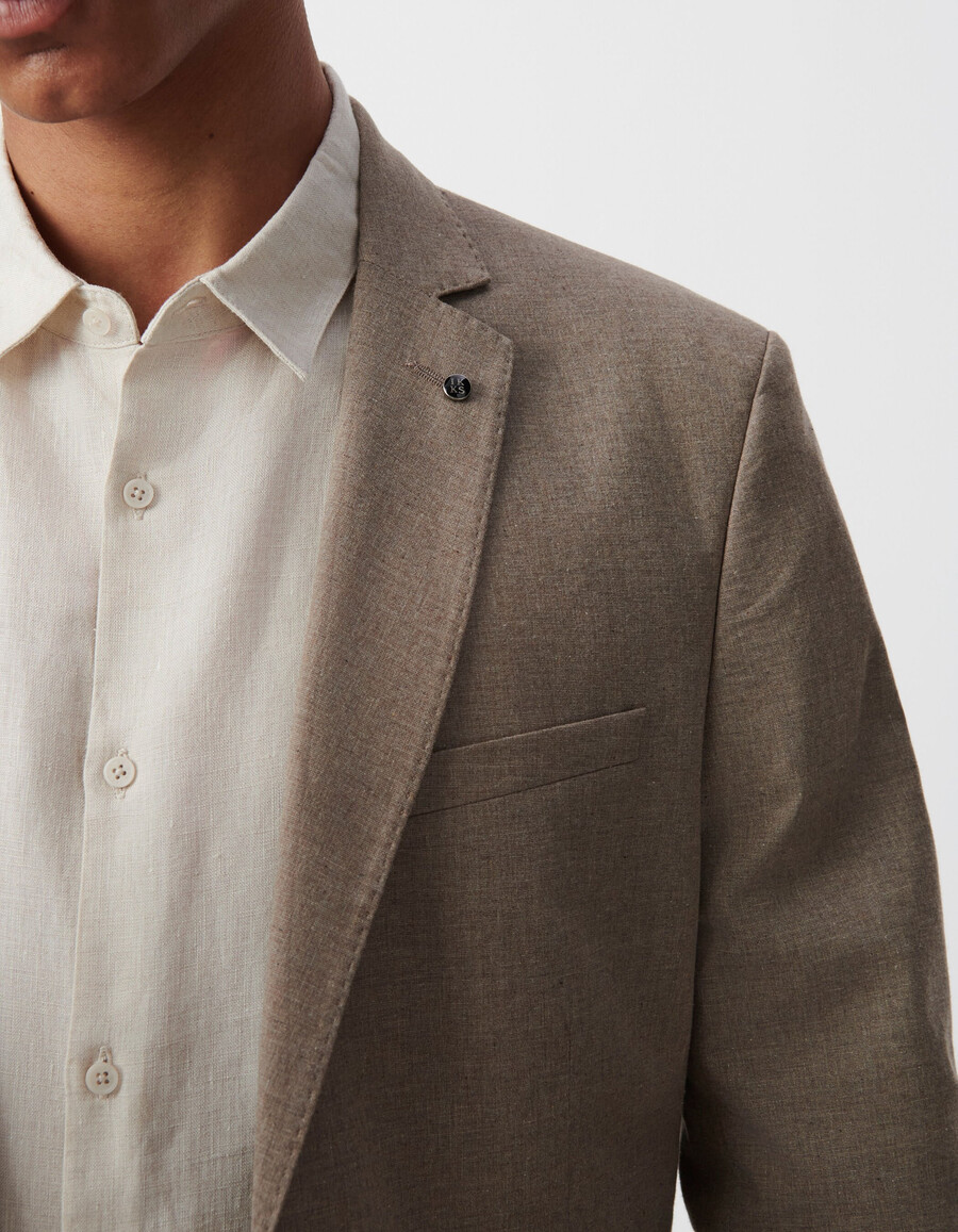 blazer de algodón beige jaspeado para hombre