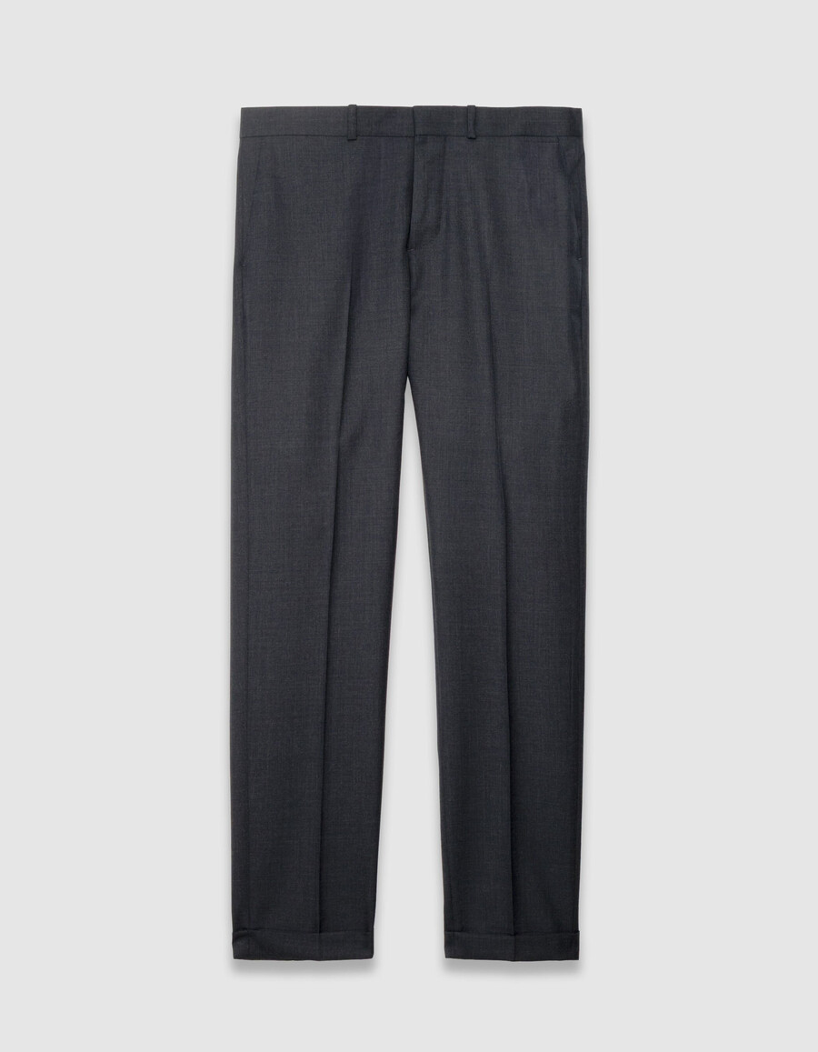 pantalones de traje de lana pura azul marino para hombre