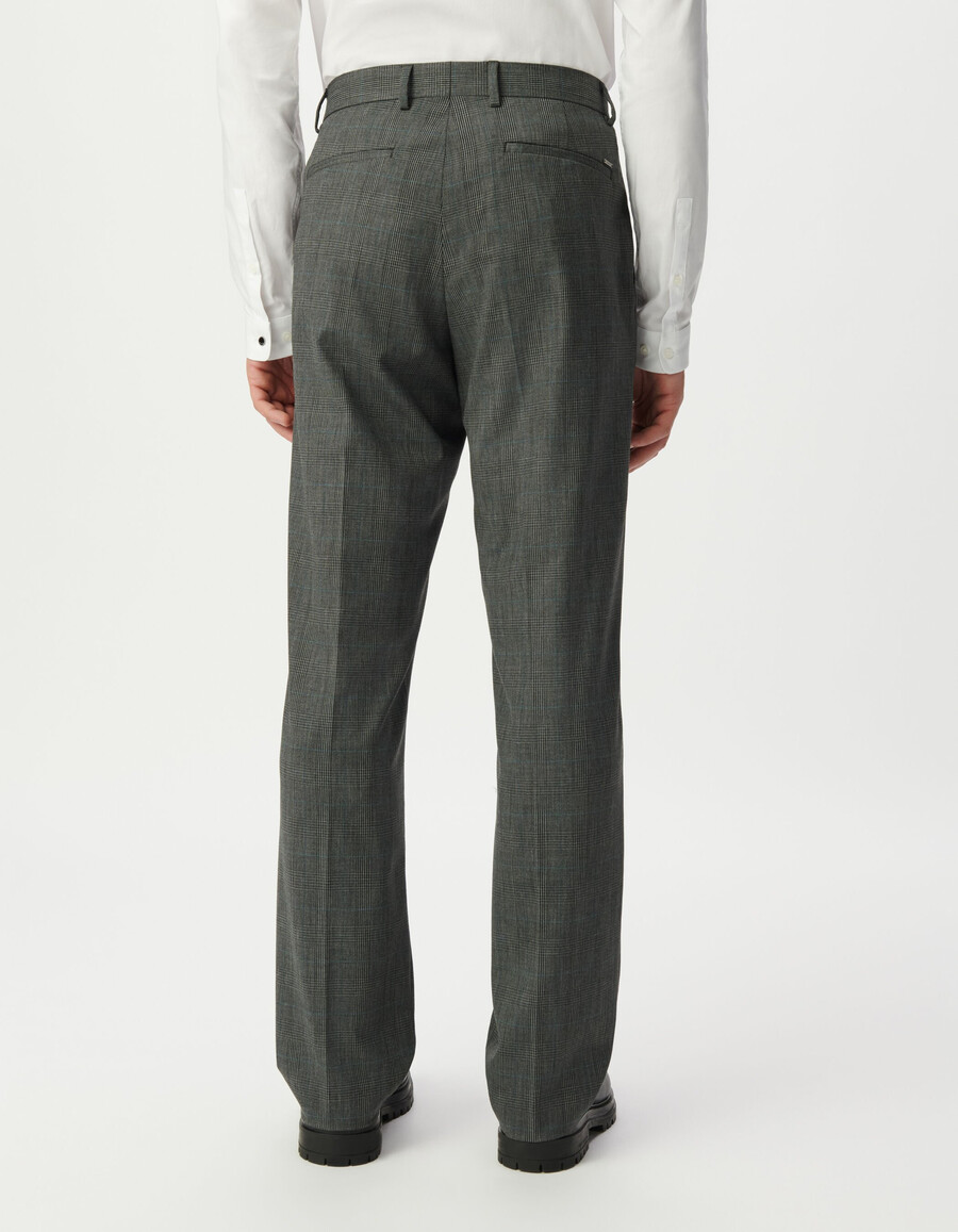 pantalones de traje a cuadros grises para hombre