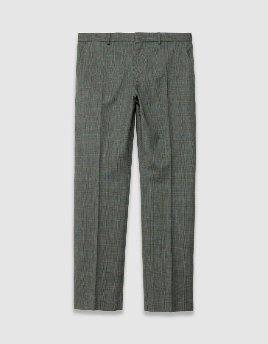 pantalones de traje a cuadros grises para hombre