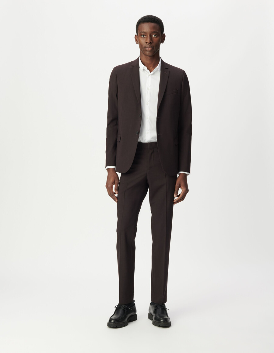 pantalones de traje de viaje con cuadros ciruela para hombre