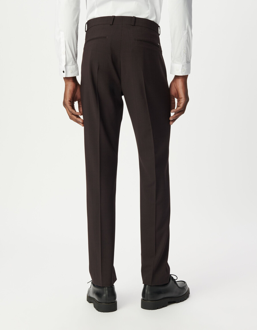 pantalones de traje de viaje con cuadros ciruela para hombre