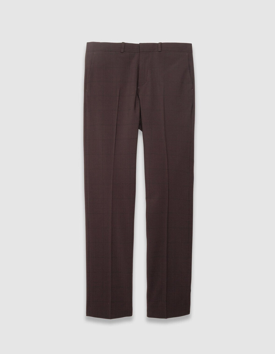 pantalones de traje de viaje con cuadros ciruela para hombre