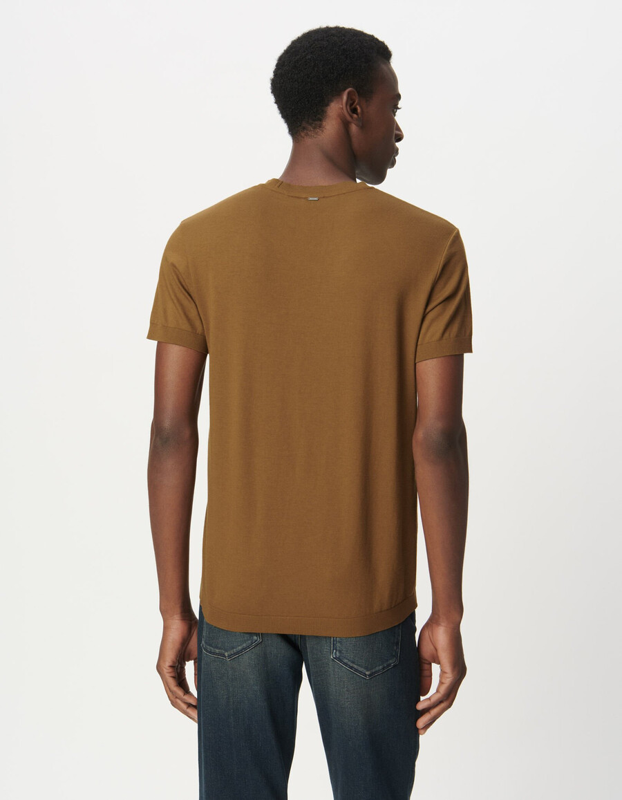 camiseta de manga corta de algodón modal ocre para hombre