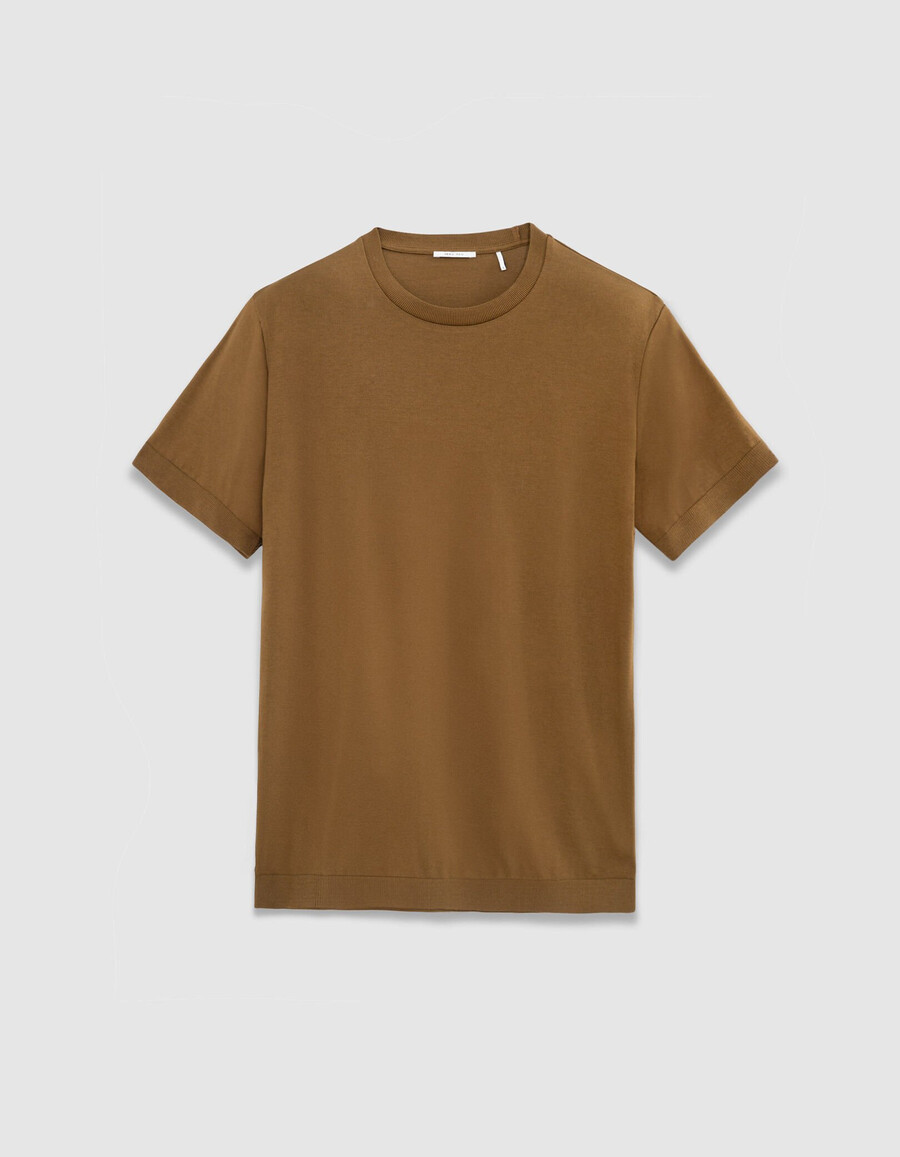 camiseta de manga corta de algodón modal ocre para hombre