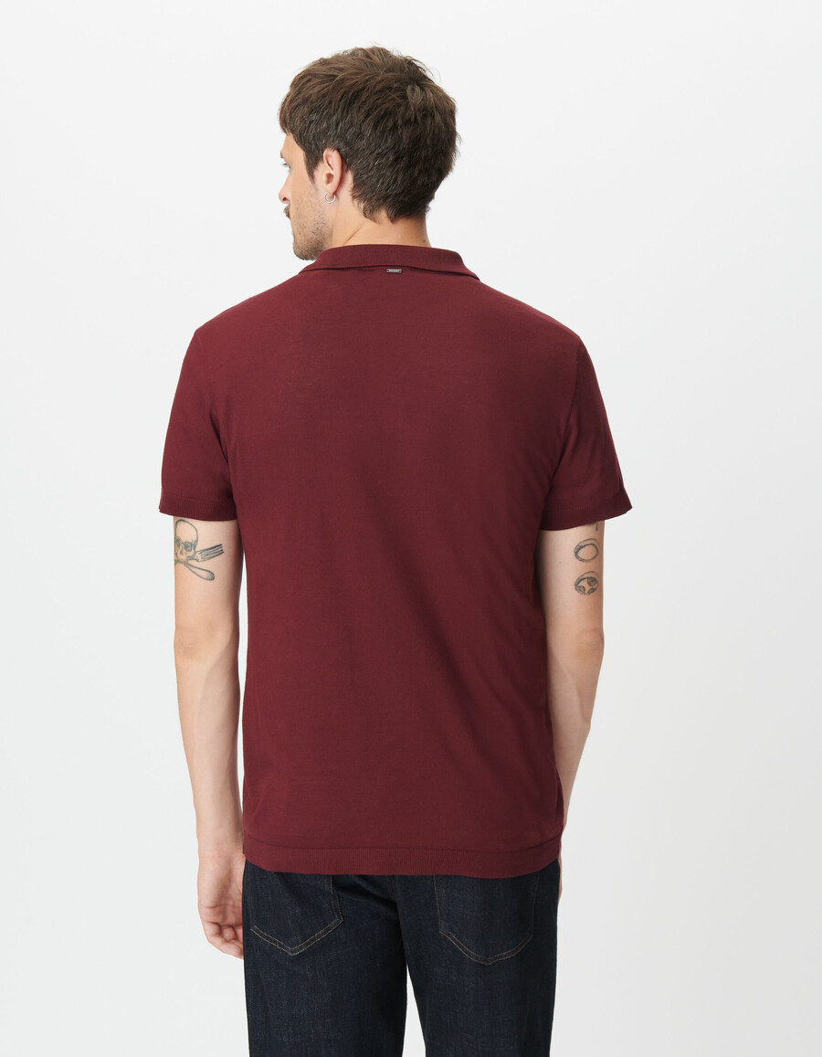 polo de manga corta de algodón modal burdeos para hombre