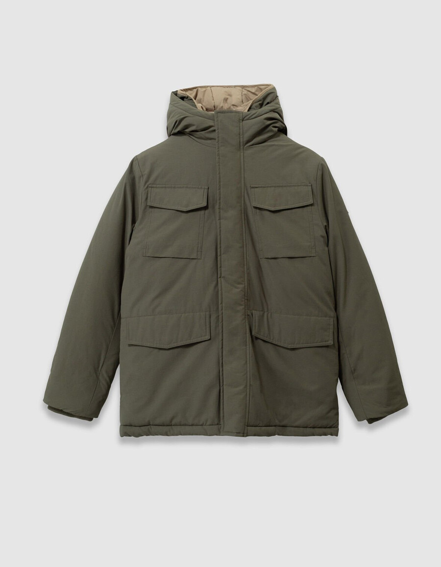 parka caqui 3 en 1 y chaqueta acolchada reversible para niño