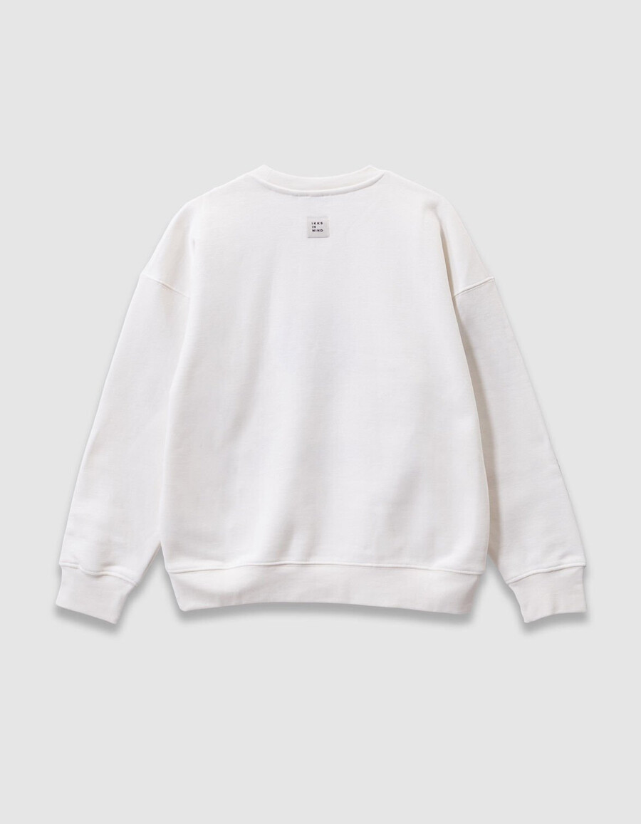 sudadera blanca para niño con estampado y bordado xl