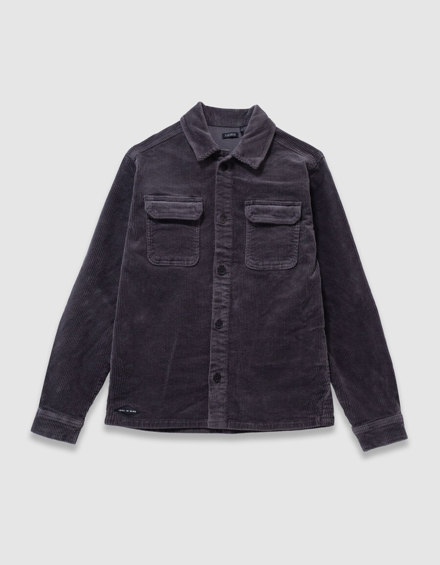camisa de manga larga de pana gris para niño