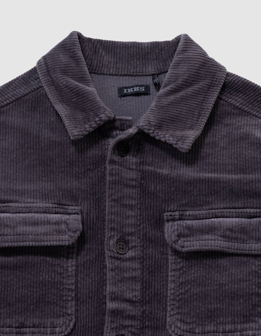 camisa de manga larga de pana gris para niño