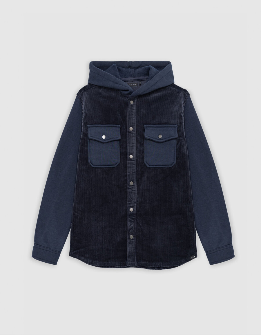 camisa con capucha de dos capas azul marino para niño