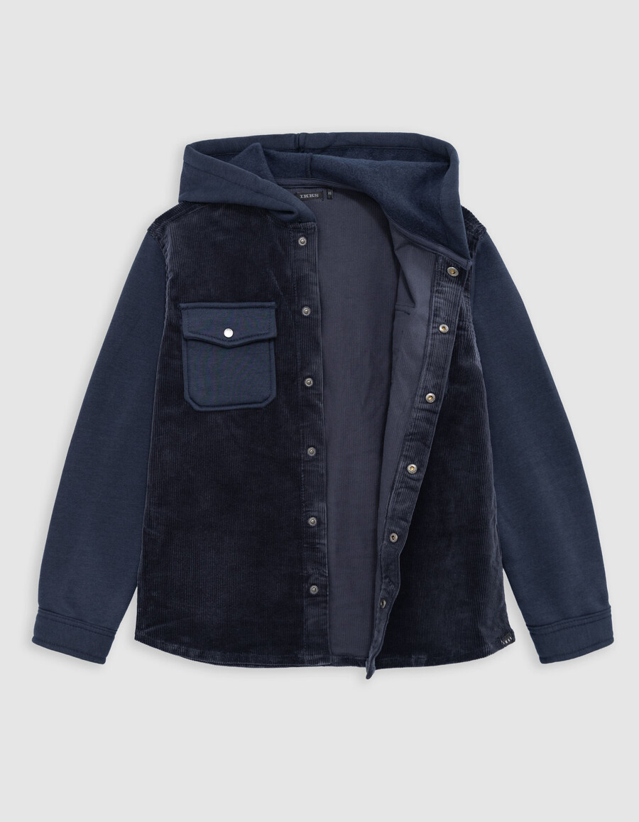 camisa con capucha de dos capas azul marino para niño