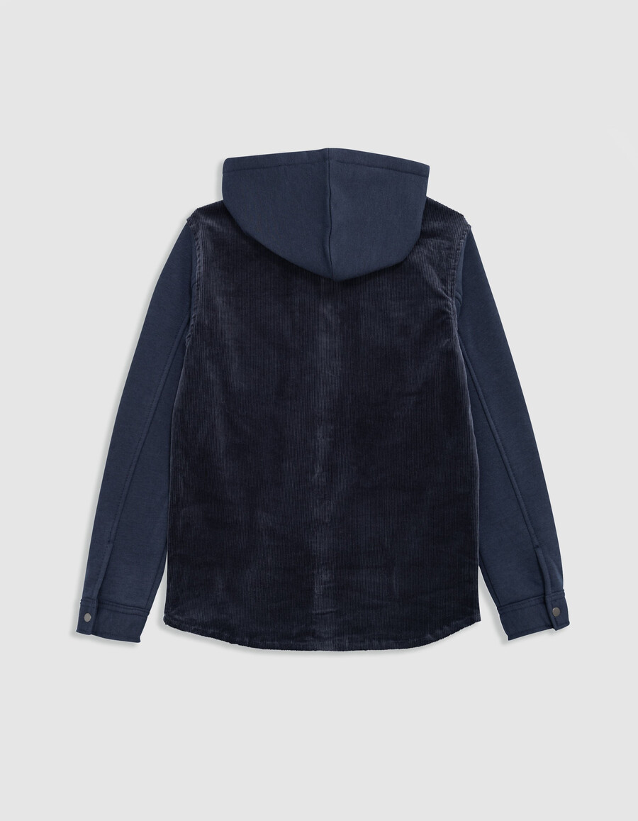 camisa con capucha de dos capas azul marino para niño