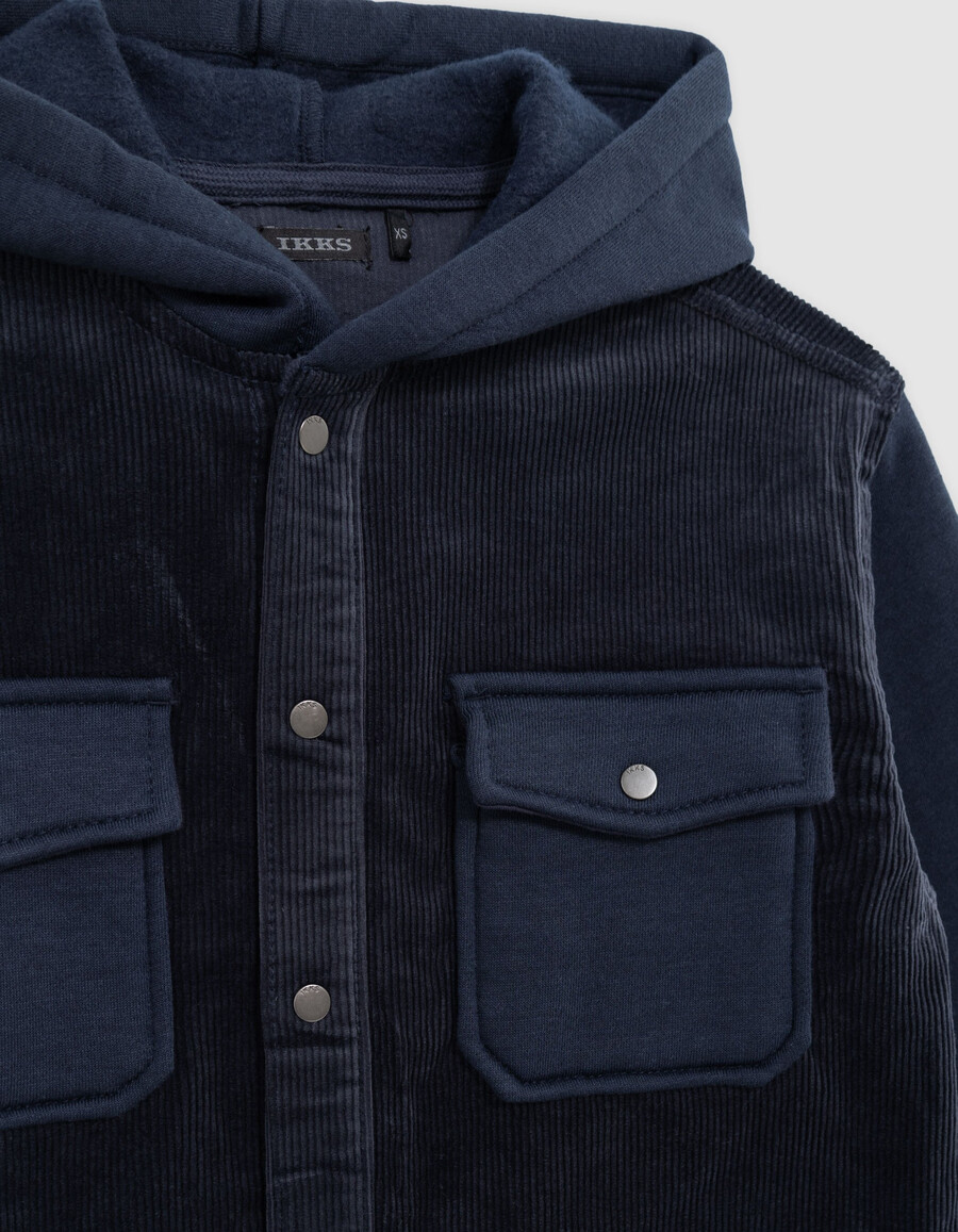 camisa con capucha de dos capas azul marino para niño
