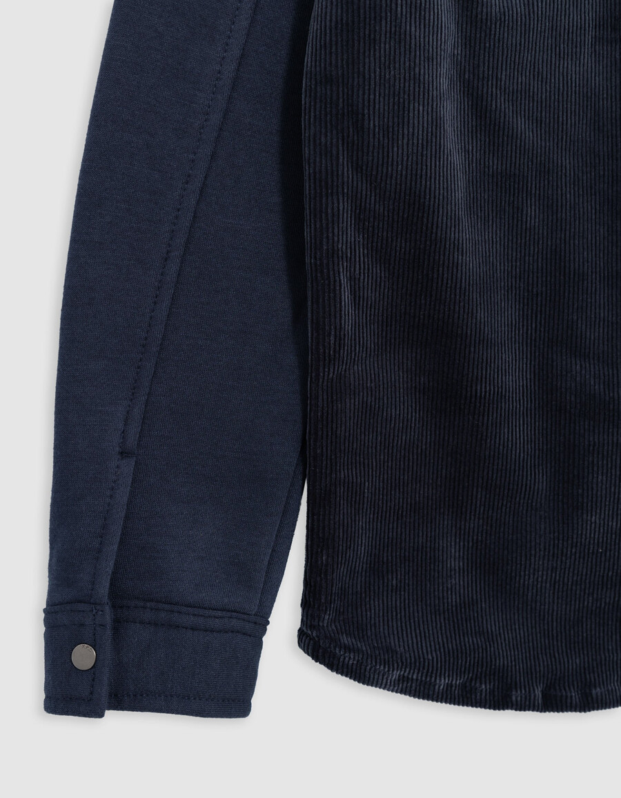 camisa con capucha de dos capas azul marino para niño