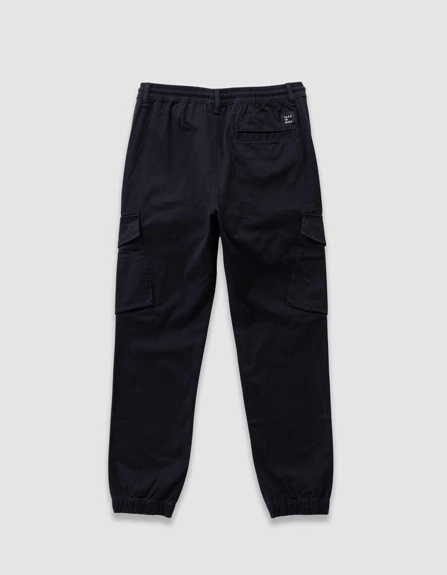 pantalones cargo negros con cintura elástica para niño