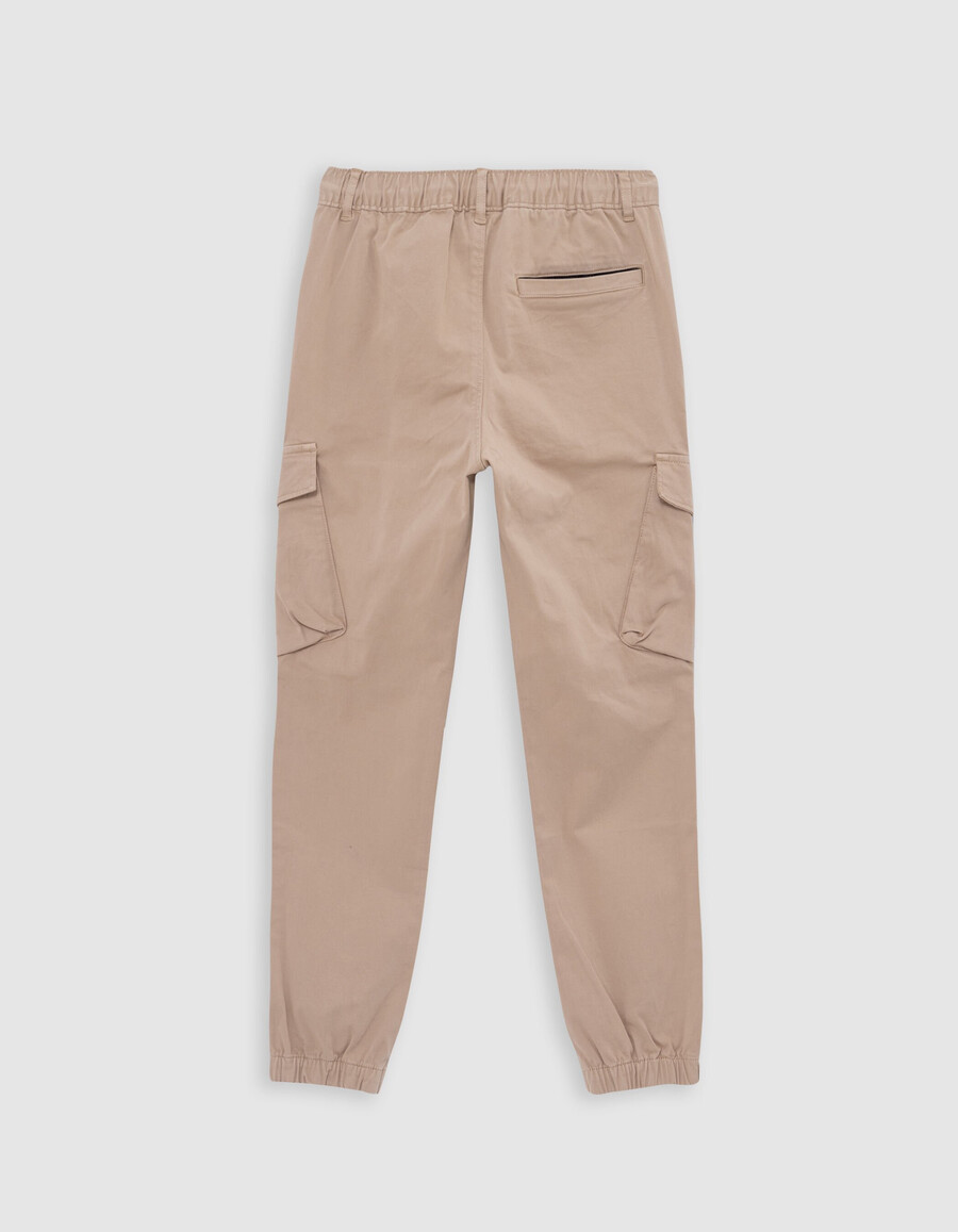 pantalones deportivos beige con cintura elástica para niño