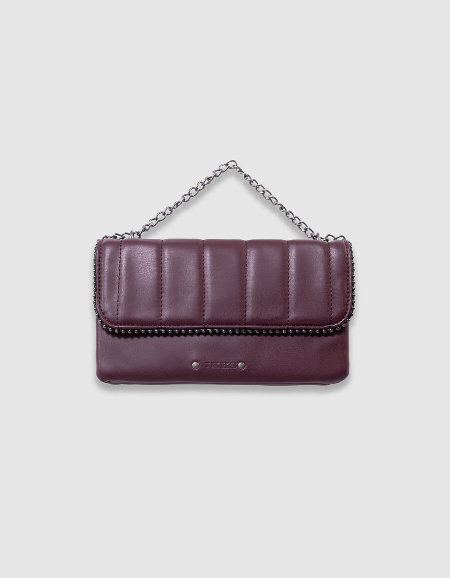 bolso burdeos para niña con borde de microperlas