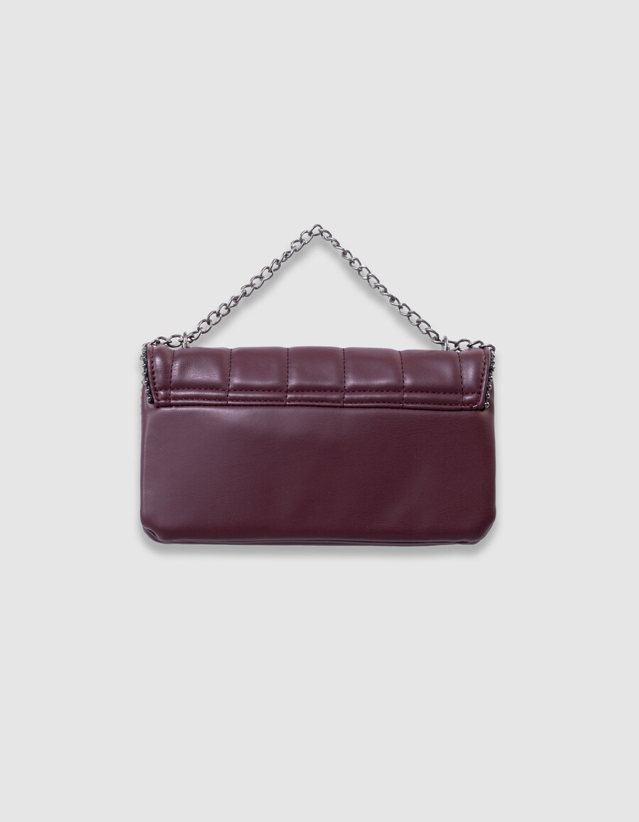 bolso burdeos para niña con borde de microperlas