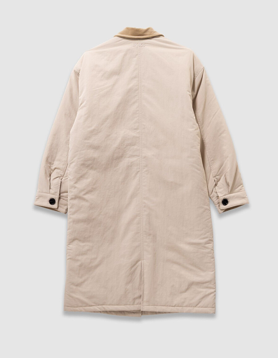 gabardina beige con cuello de terciopelo para niña