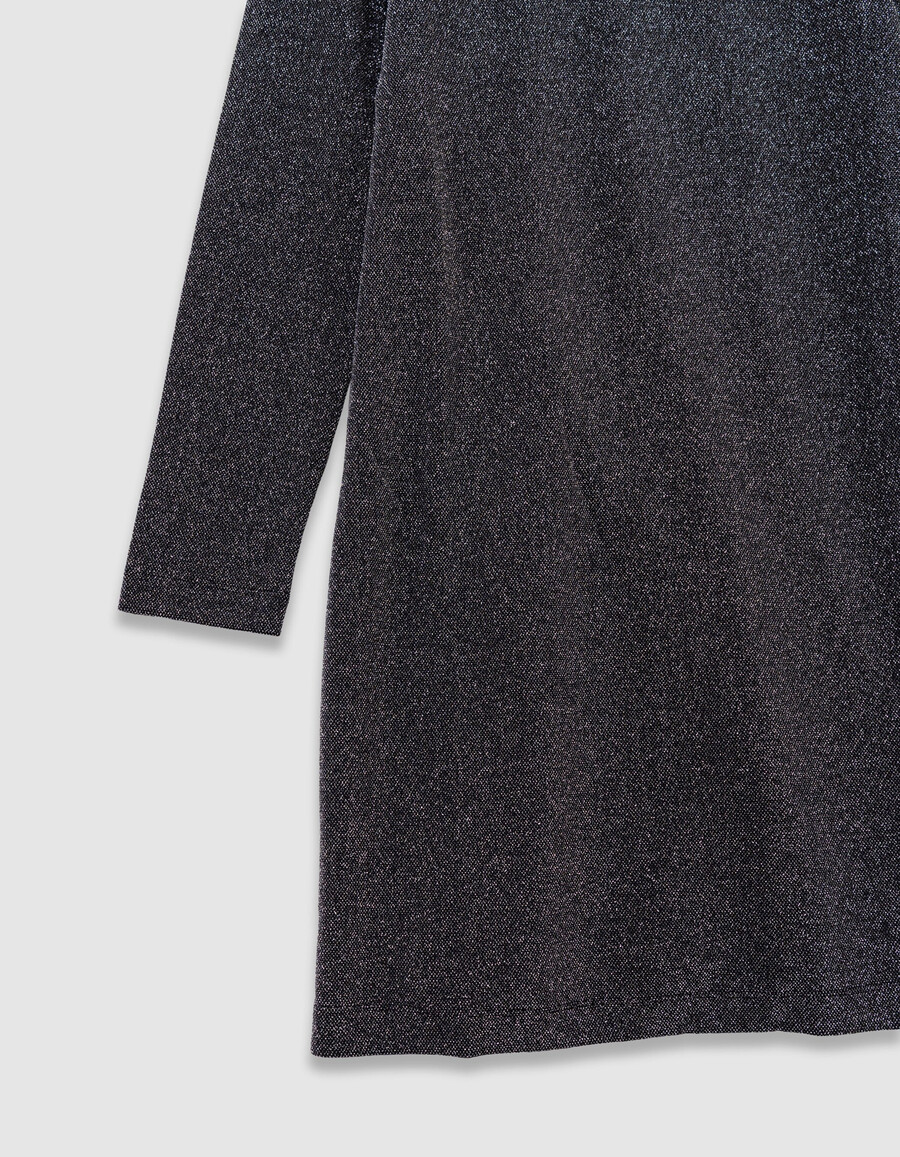 vestido ajustado de punto negro brillante para niña