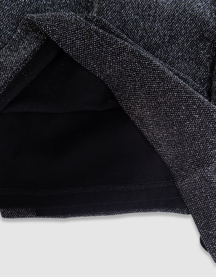 vestido ajustado de punto negro brillante para niña