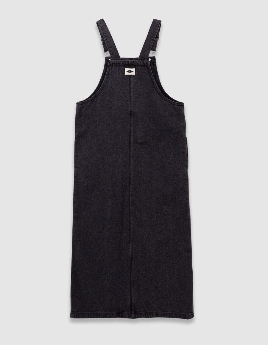 vestido midi de mezclilla gris con abertura para niña