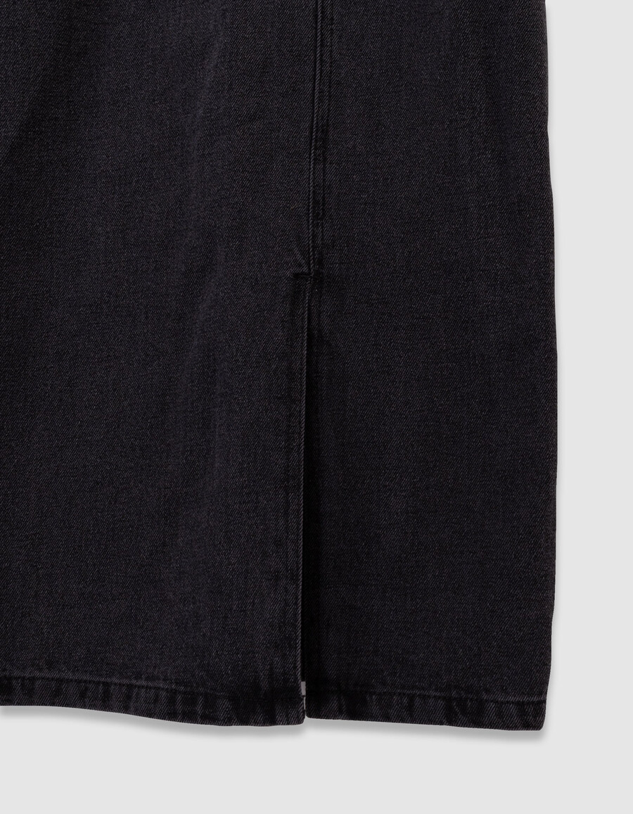 vestido midi de mezclilla gris con abertura para niña