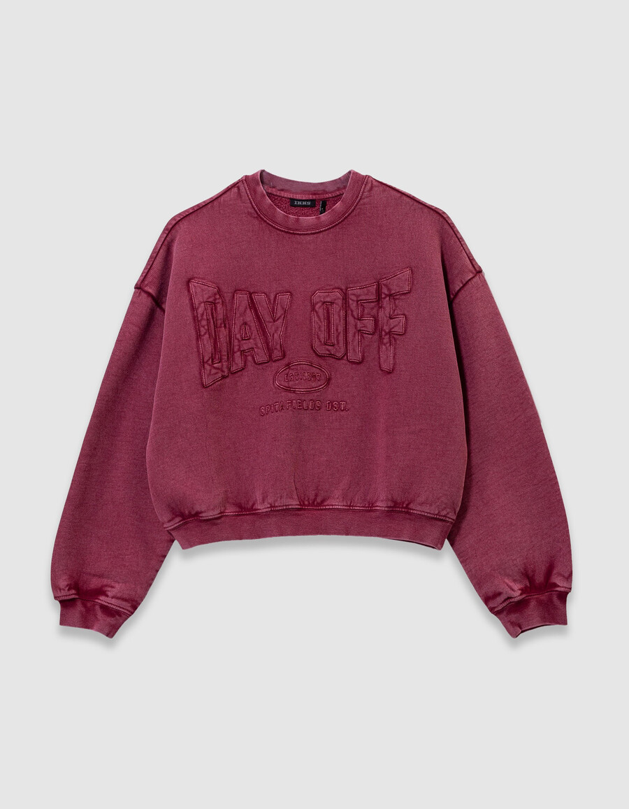 sudadera burdeos para niña con letras bordadas talla xl
