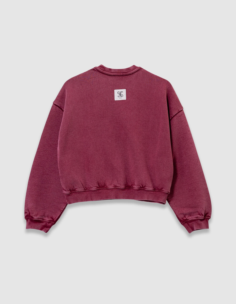 sudadera burdeos para niña con letras bordadas talla xl
