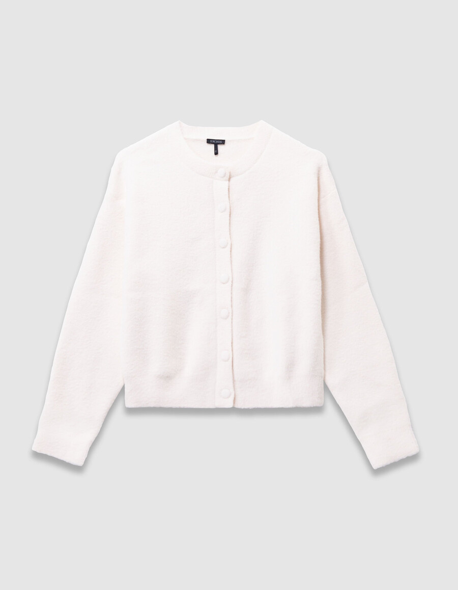 cárdigan de punto suave beige con botones para niña
