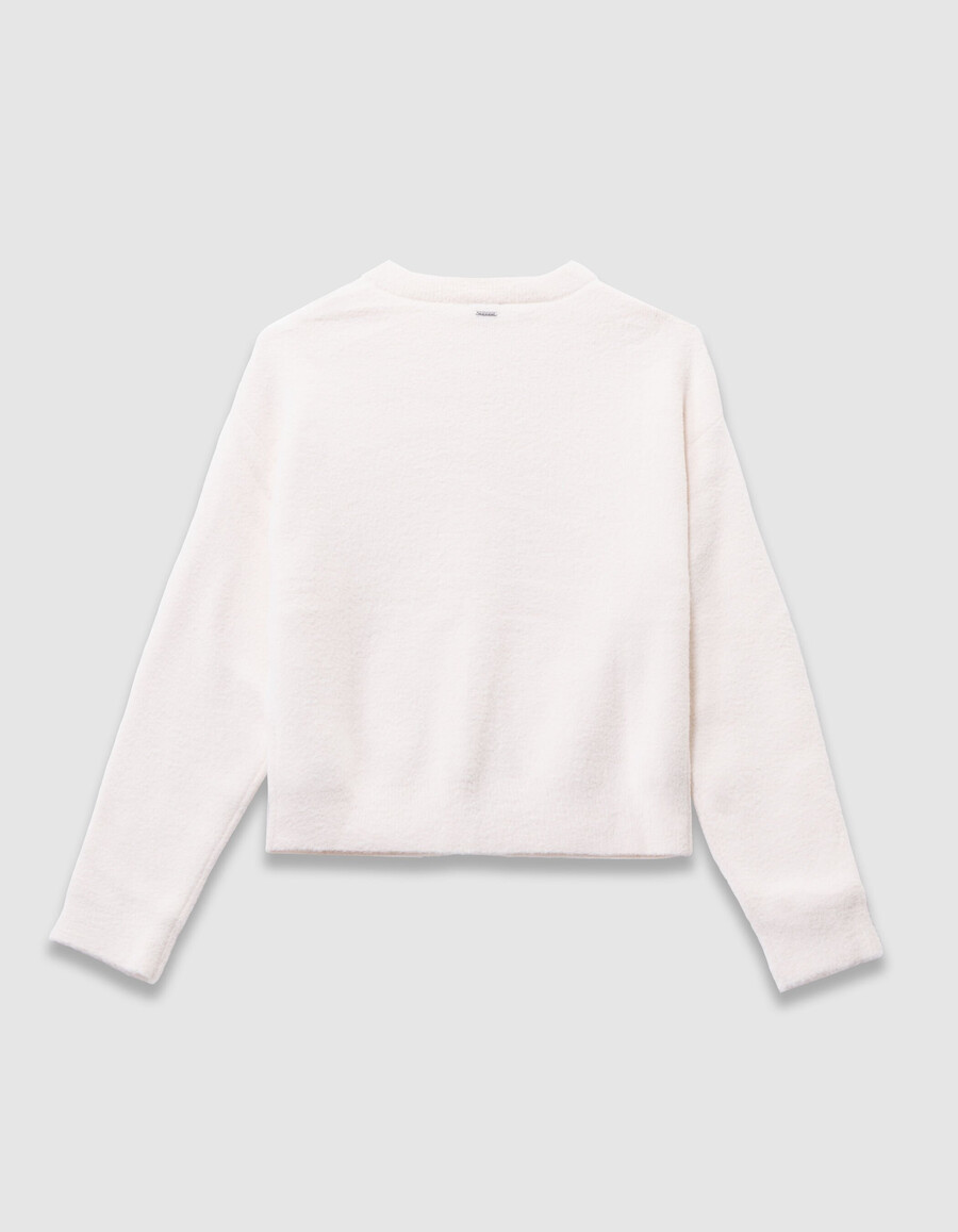 cárdigan de punto suave beige con botones para niña