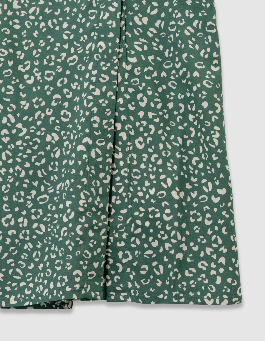 falda larga verde para niña con estampado de leopardo