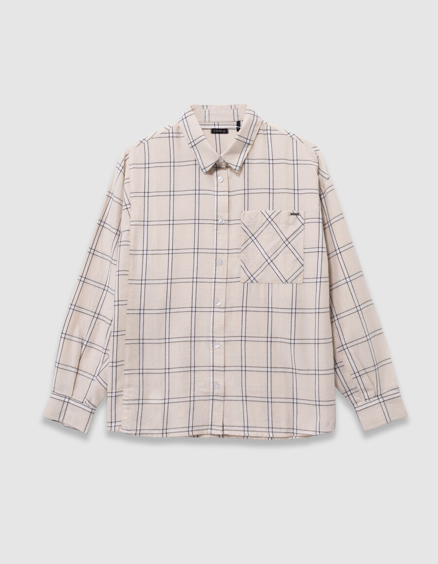 camisa de cuadros crudos y negros para niña