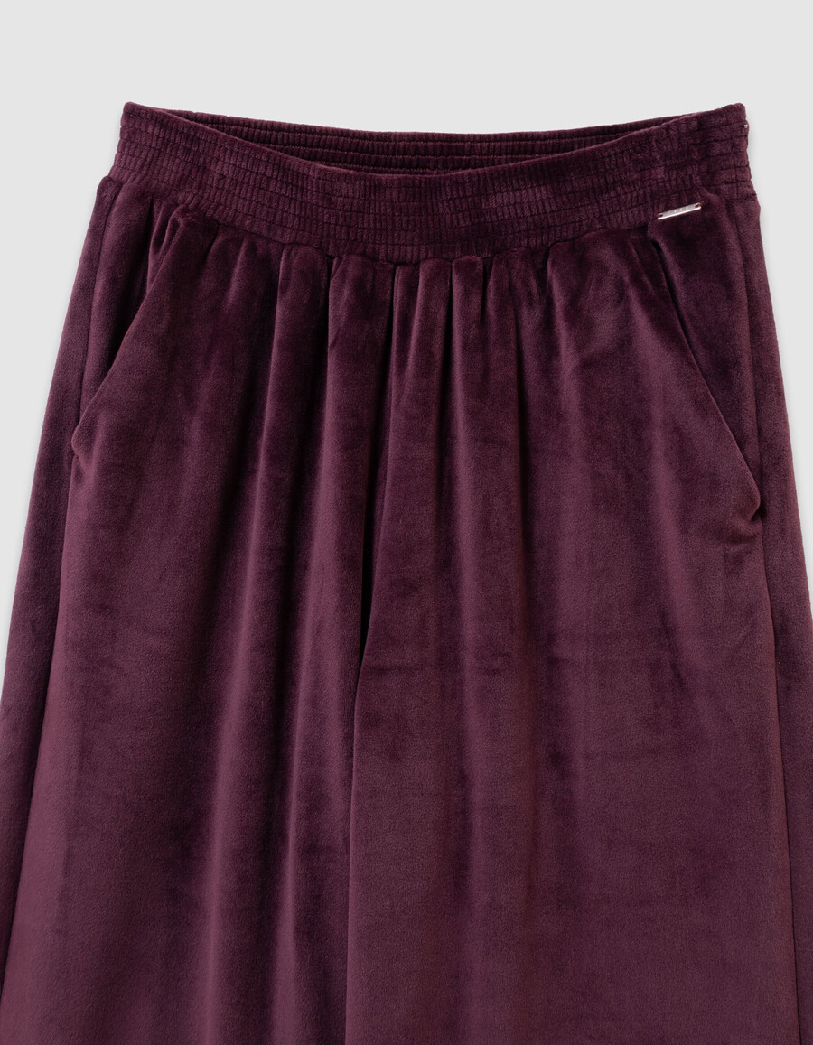 pantalones deportivos anchos de terciopelo burdeos para niña