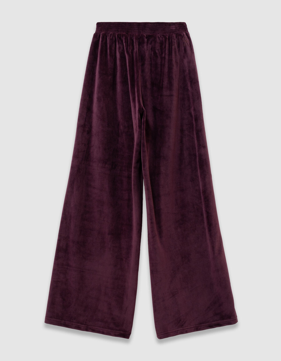 pantalones deportivos anchos de terciopelo burdeos para niña